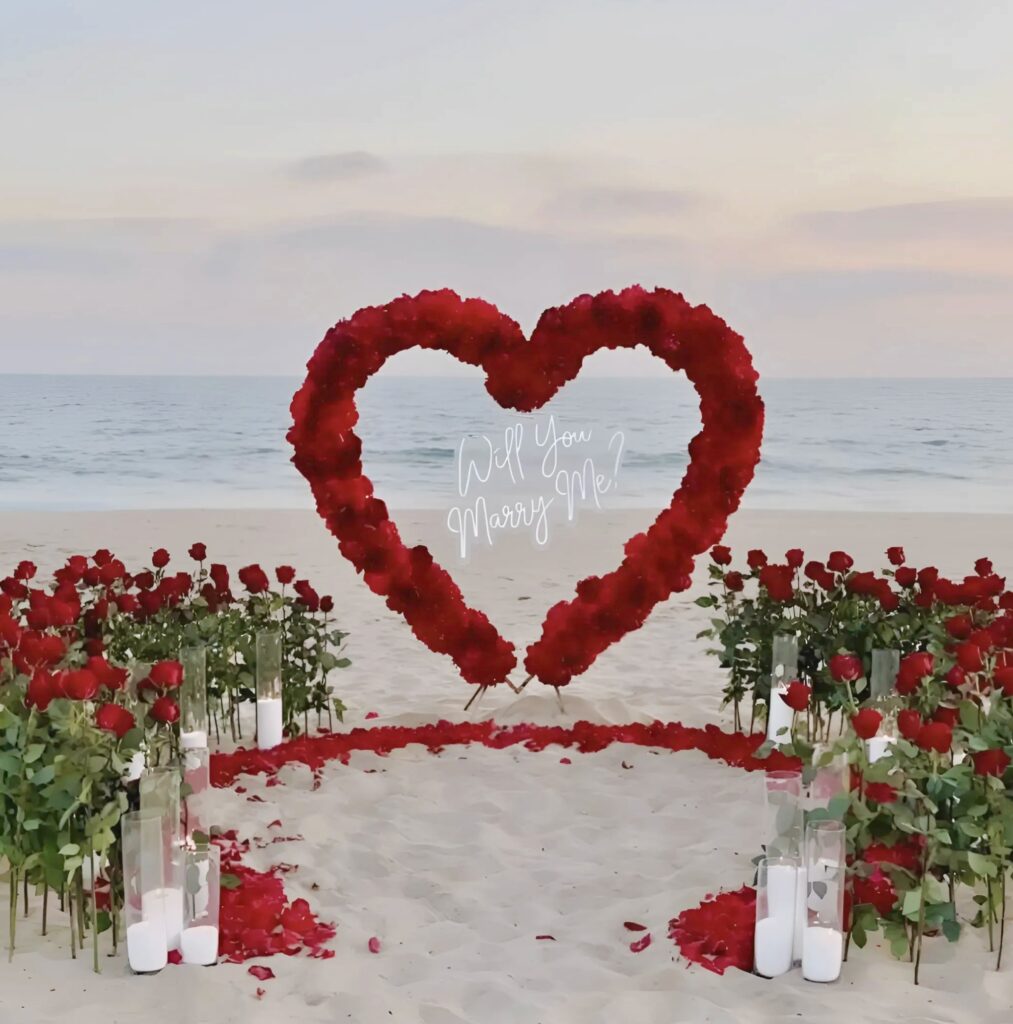 Luxury Proposal Setup in Crete - Rose Heart & Candles