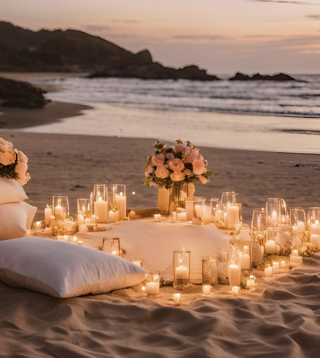 Stress-free proposal planning and romantic setups on the coast in Hersonissos. Exclusive decor, candles, and professional photography by WedSpace
